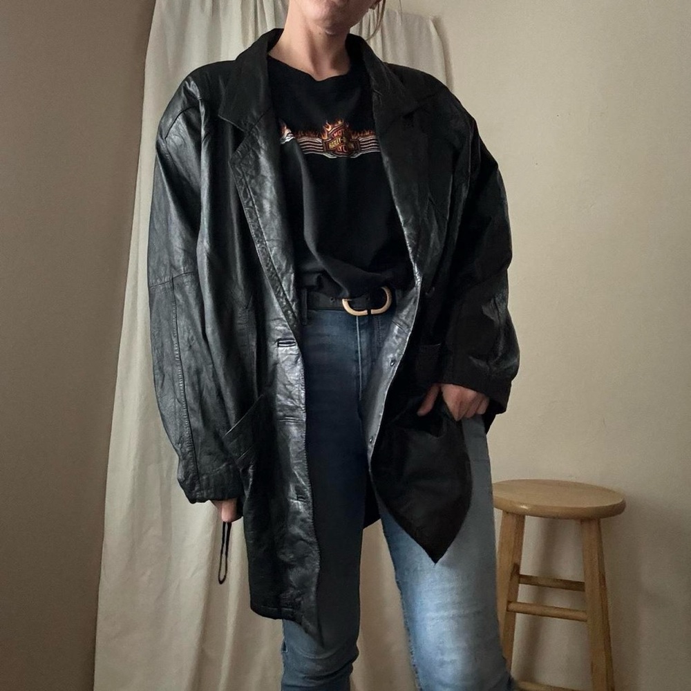 Donna Pelle Vintage Black Womens Leather Jacket- size Medium